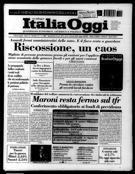 Italia oggi : quotidiano di economia finanza e politica